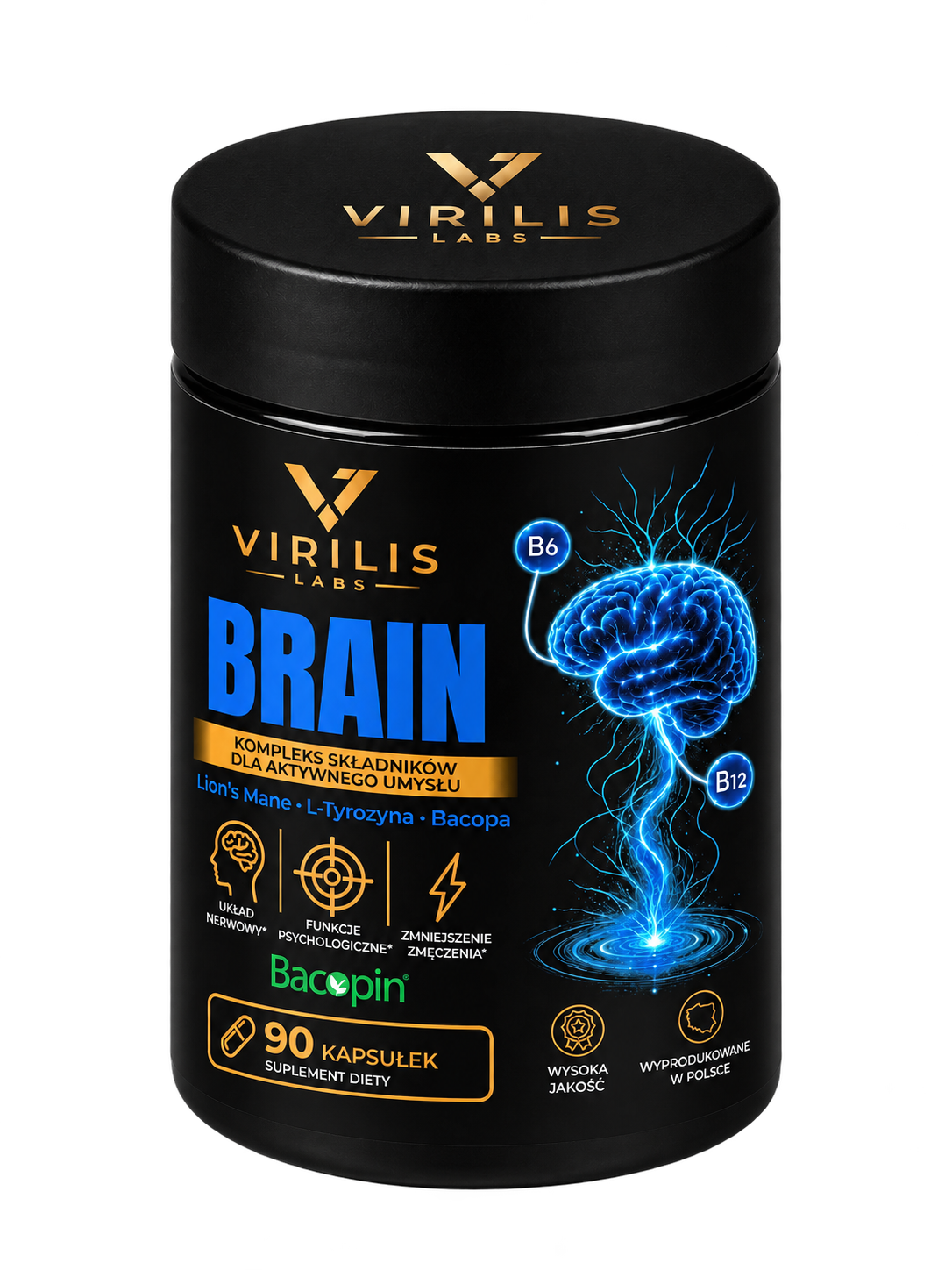 VIRILIS LABS Brain – 90 kapsułek – packshot bez tła