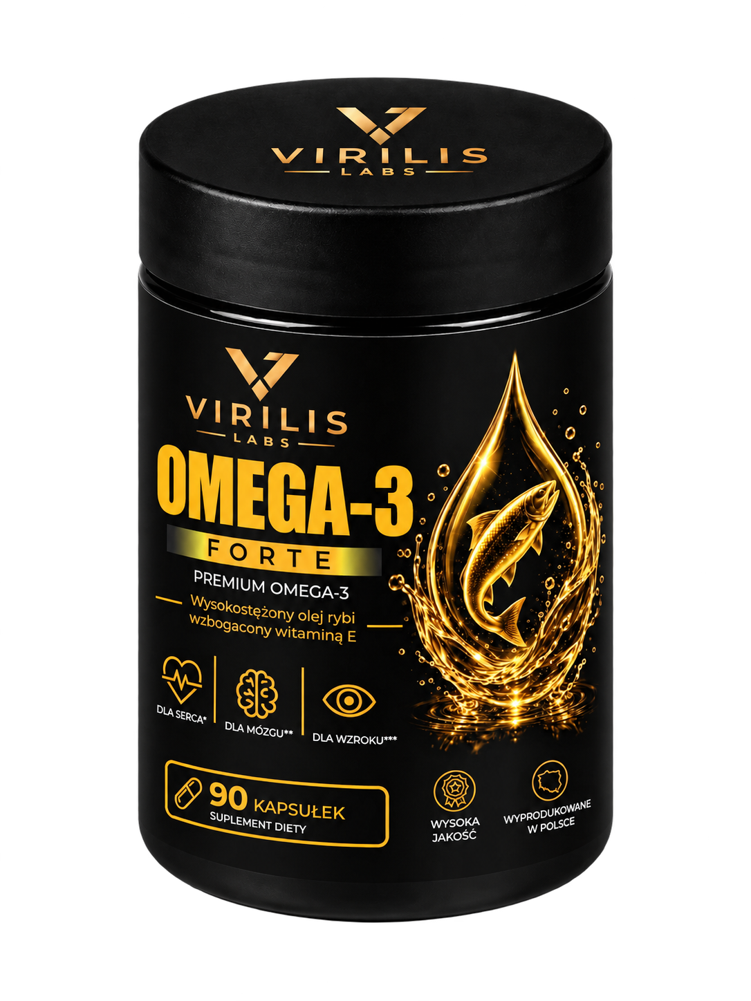 VIRILIS LABS Omega 3 Forte – 90 kapsułek – packshot bez tła