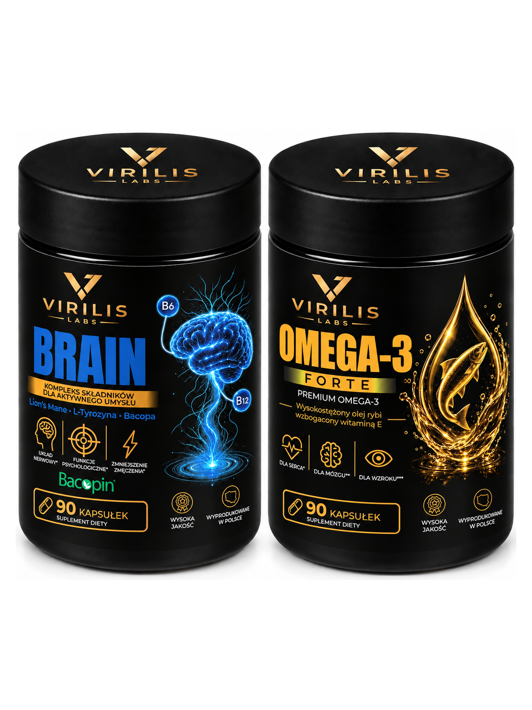 VIRILIS LABS Focus – Brain 90 + Omega 3 Forte 90 – oba produkty w zestawie