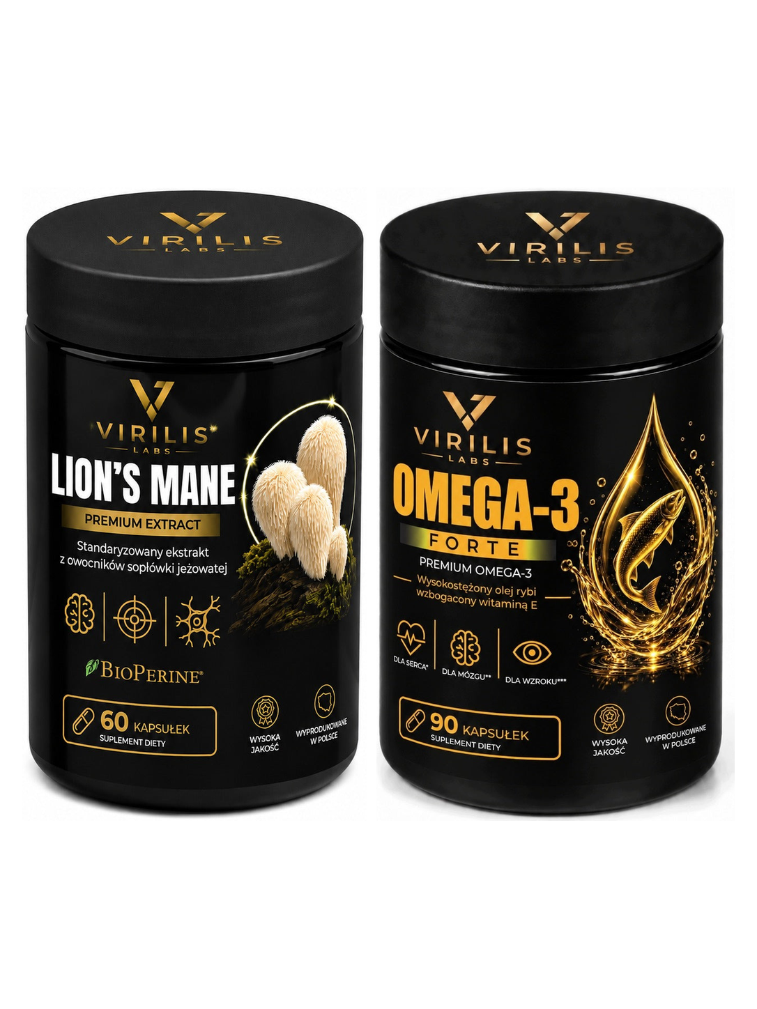 VIRILIS LABS Lion’s Mane + Omega 3 Forte 90 – zestaw – oba produkty w zestawie