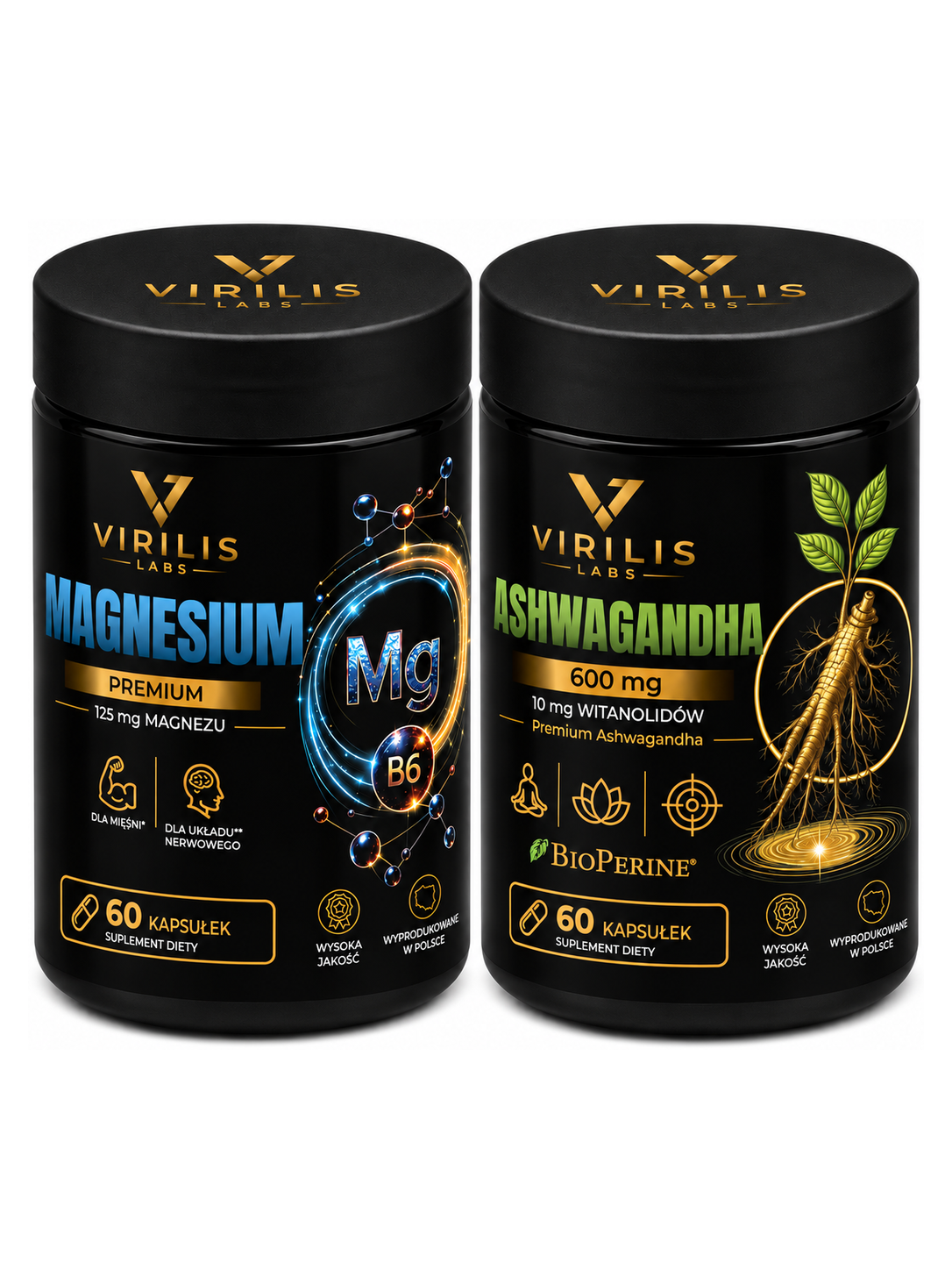 VIRILIS LABS Magnez + Ashwagandha – zestaw – oba produkty w zestawie
