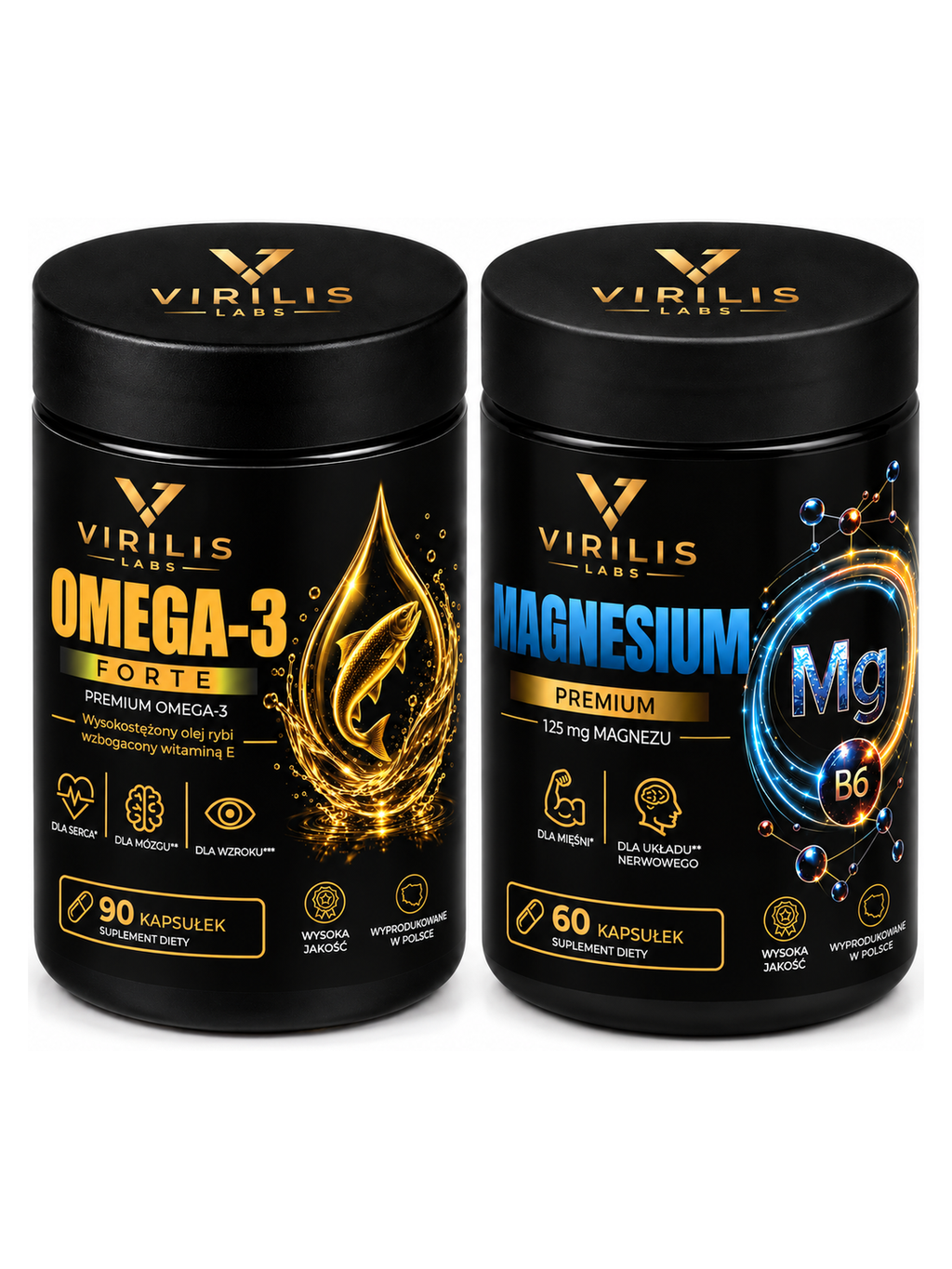 VIRILIS LABS Omega 3 Forte 90 + Magnesium Premium – zestaw – oba produkty w zestawie